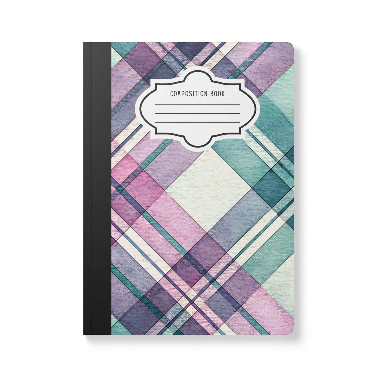 ColorFlow | Pastel Plaid Composition Notebook | Aesthetic College Ruled Journal | Cute Writing Notebook Gift