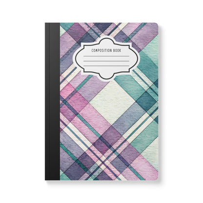 ColorFlow | Pastel Plaid Composition Notebook | Aesthetic College Ruled Journal | Cute Writing Notebook Gift
