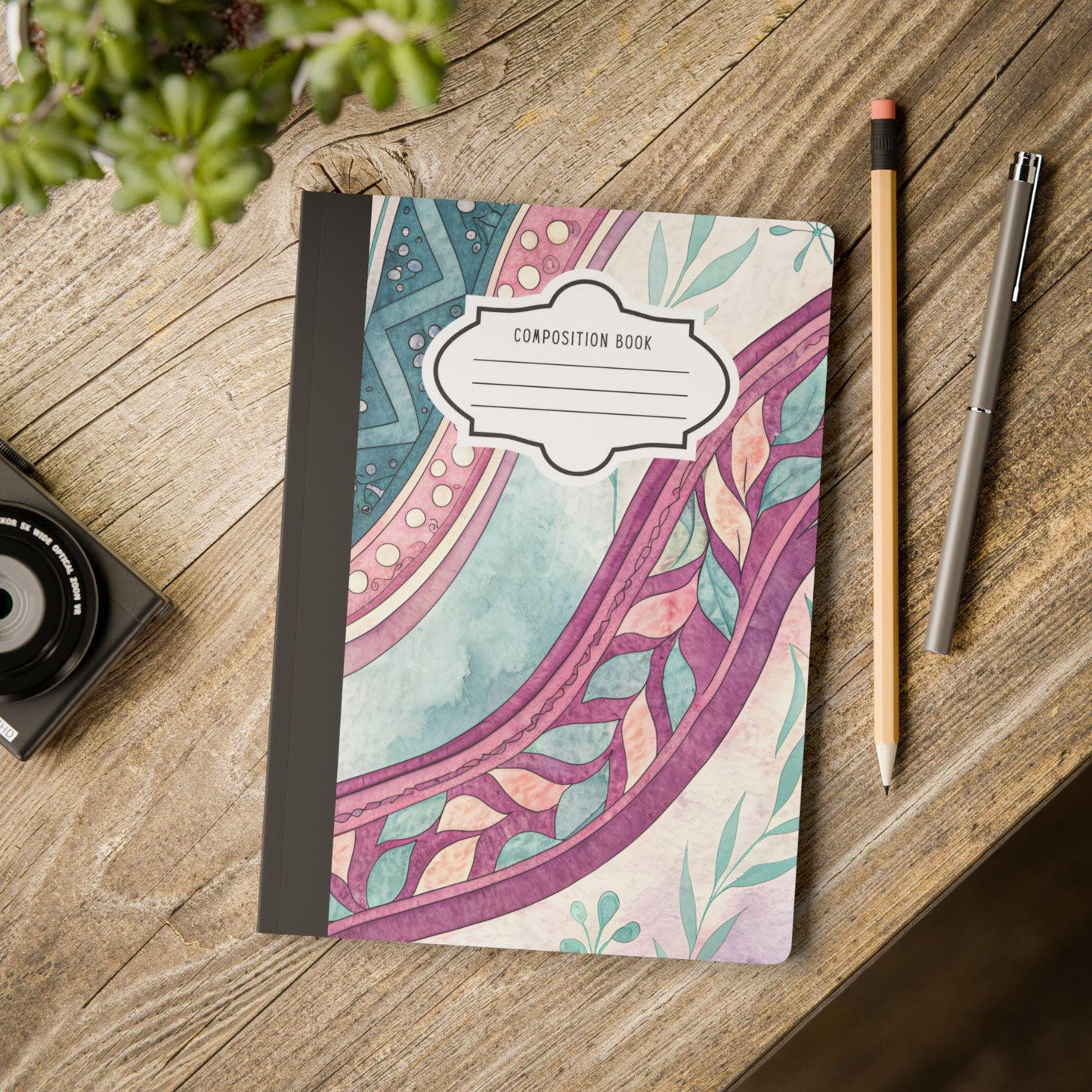 ColorFlow | Boho Wave Composition Notebook | Aesthetic College Ruled Journal | Floral Writing Notebook Gift