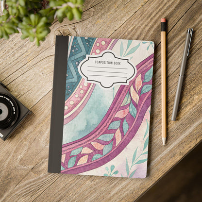 ColorFlow | Boho Wave Composition Notebook | Aesthetic College Ruled Journal | Floral Writing Notebook Gift