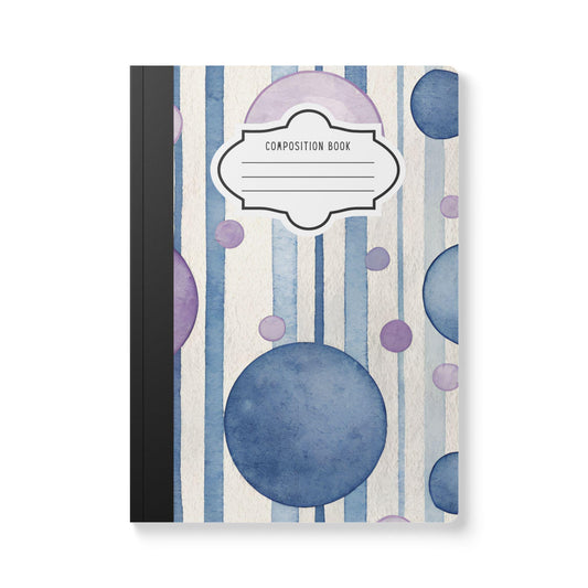 ColorFlow | Indigo Bubble Composition Notebook | Watercolor College Ruled Journal | Aesthetic Writing Notebook Gift