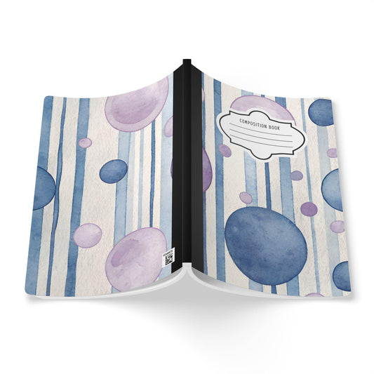 ColorFlow | Indigo Bubble Composition Notebook | Watercolor College Ruled Journal | Aesthetic Writing Notebook Gift