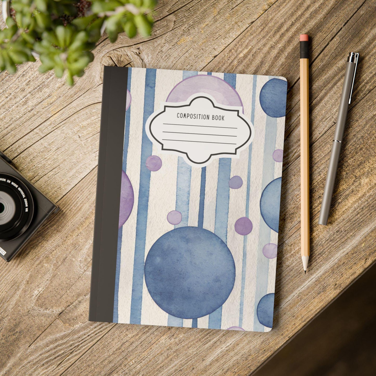 ColorFlow | Indigo Bubble Composition Notebook | Watercolor College Ruled Journal | Aesthetic Writing Notebook Gift