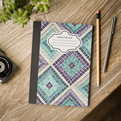 ColorFlow | Mosaic Tile Composition Notebook | Aesthetic College Ruled Journal | Artistic Writing Notebook Gift
