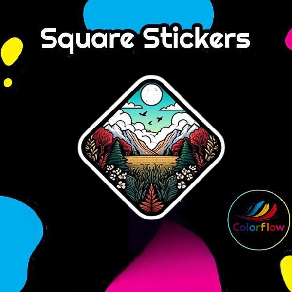 ColorFlow | Custom Waterproof Stickers | Glossy Matte Vinyl | Circle Square Rectangle Die Cut | Business or Personal Use