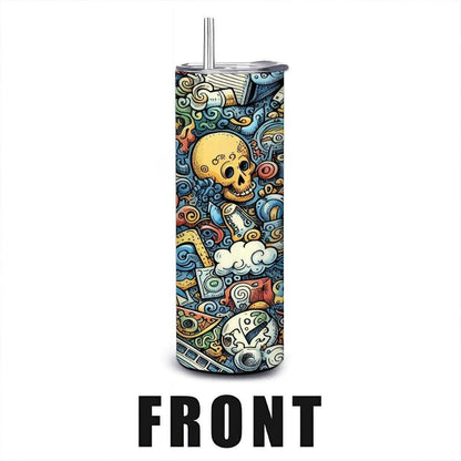 ColorFlow | Back to School Doodle Tumbler | 20oz Stainless Steel Tumbler with Straw | Classroom Teacher Gift Mug