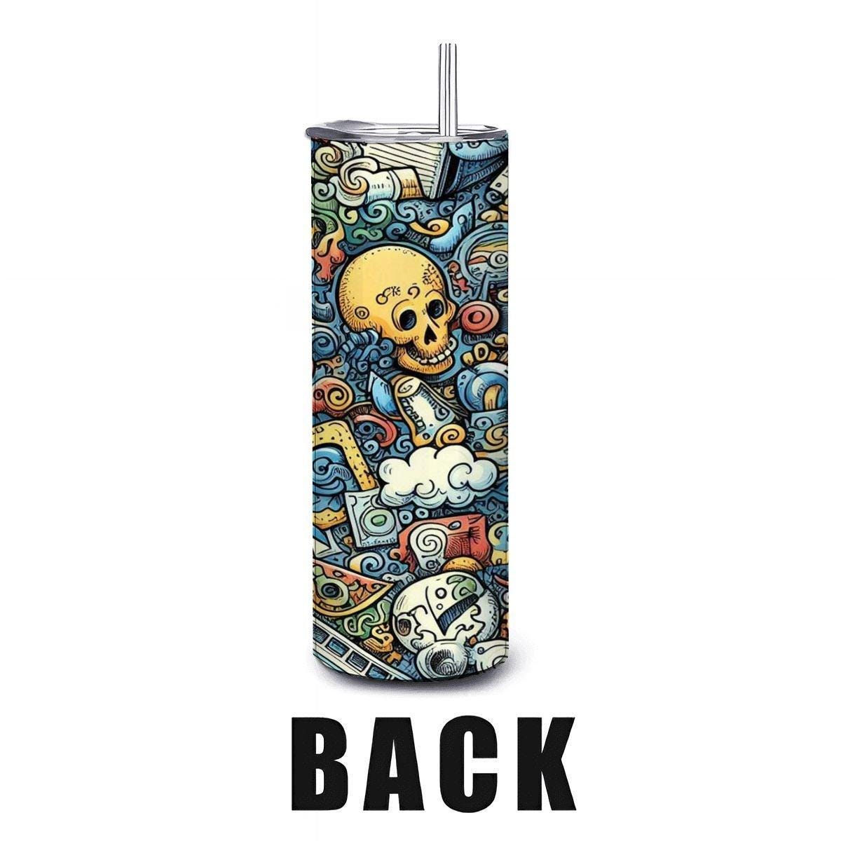 ColorFlow | Back to School Doodle Tumbler | 20oz Stainless Steel Tumbler with Straw | Classroom Teacher Gift Mug