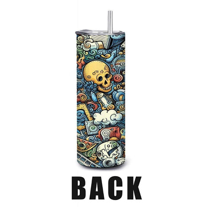 ColorFlow | Back to School Doodle Tumbler | 20oz Stainless Steel Tumbler with Straw | Classroom Teacher Gift Mug