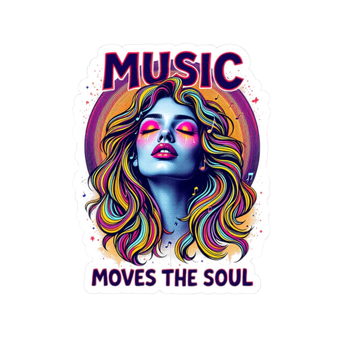 ColorFlow | Music Moves the Soul Vinyl Sticker | Artistic Waterproof Decal for Laptops Water Bottles Journals and More