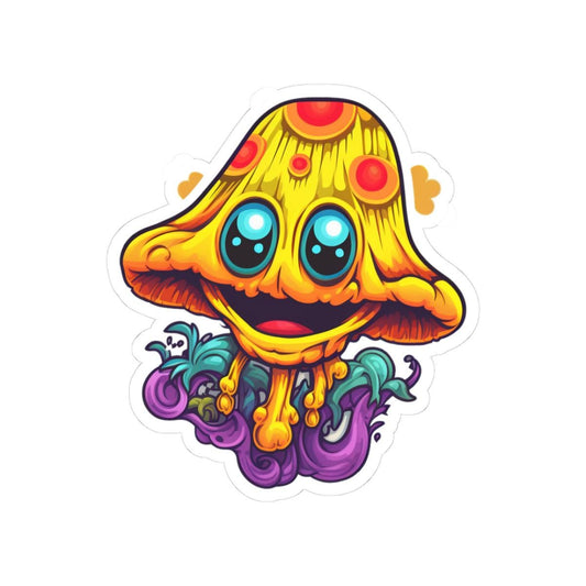 ColorFlow | Happy Psychedelic Mushroom Vinyl Sticker | Waterproof Cute Art Decal for Laptops Water Bottles Journals Decor