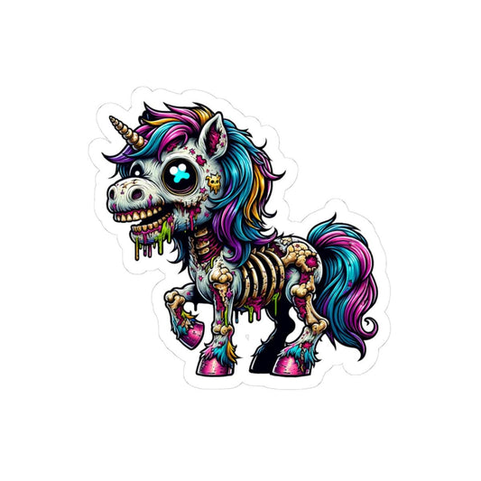 ColorFlow | Zombie Unicorn Vinyl Sticker | Waterproof Spooky Cute Art Decal for Laptops Water Bottles Journals Decor