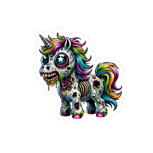 ColorFlow | Zombie Unicorn Vinyl Sticker for Water Bottles Laptops Cars | Rainbow Creepy Art Waterproof Durable Decal