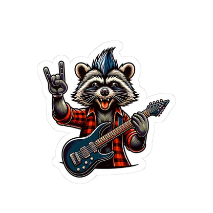 ColorFlow | Rocker Raccoon Vinyl Sticker for Water Bottles Laptops Cars | Cool Guitar Music Art Waterproof Decal