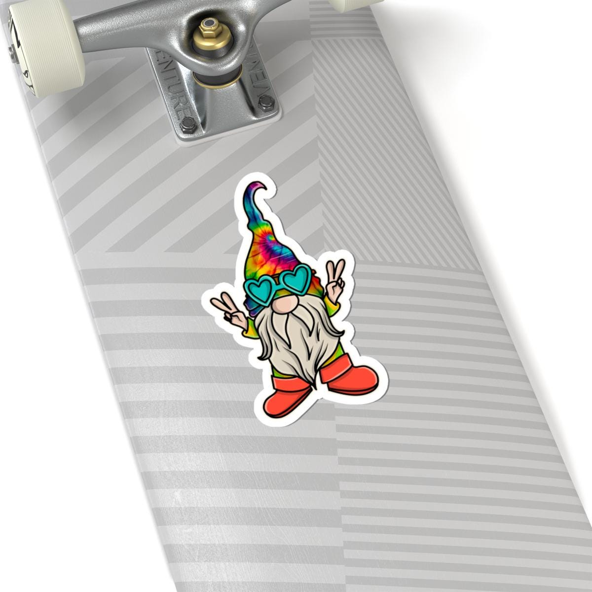 ColorFlow | Tie Dye Hippie Gnome Vinyl Sticker for Water Bottles Laptops Cars | Peace Love Retro Art Waterproof Decal