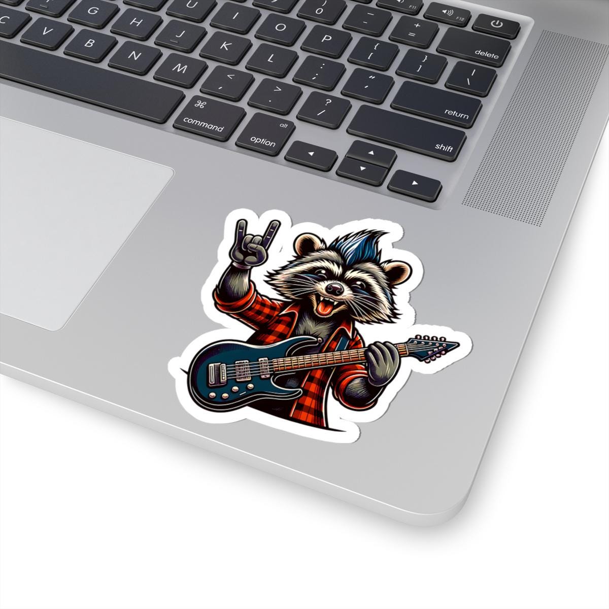 ColorFlow | Rocker Raccoon Vinyl Sticker for Water Bottles Laptops Cars | Cool Guitar Music Art Waterproof Decal