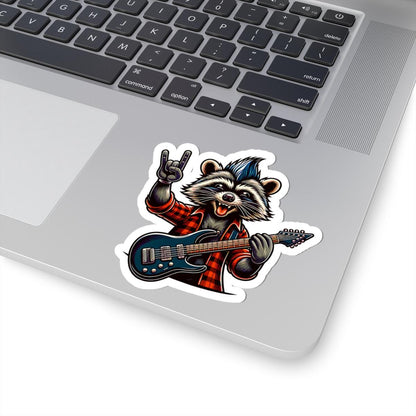 ColorFlow | Rocker Raccoon Vinyl Sticker for Water Bottles Laptops Cars | Cool Guitar Music Art Waterproof Decal