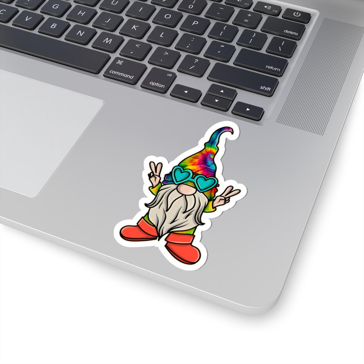 ColorFlow | Tie Dye Hippie Gnome Vinyl Sticker for Water Bottles Laptops Cars | Peace Love Retro Art Waterproof Decal