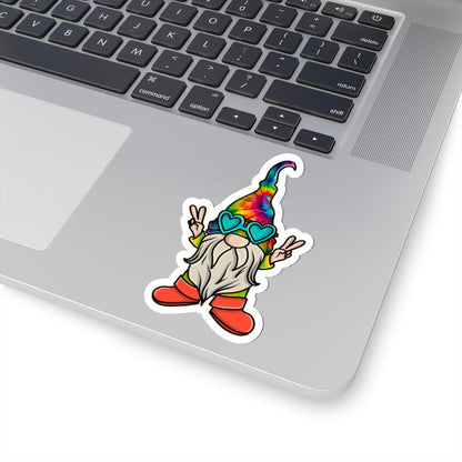 ColorFlow | Tie Dye Hippie Gnome Vinyl Sticker for Water Bottles Laptops Cars | Peace Love Retro Art Waterproof Decal