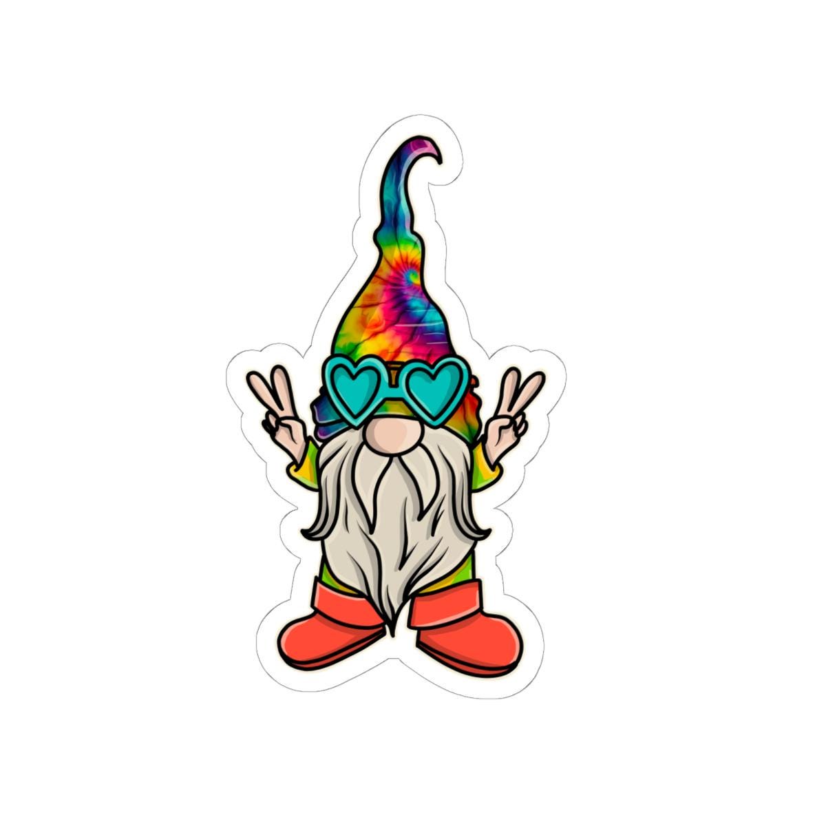 ColorFlow | Tie Dye Hippie Gnome Vinyl Sticker for Water Bottles Laptops Cars | Peace Love Retro Art Waterproof Decal