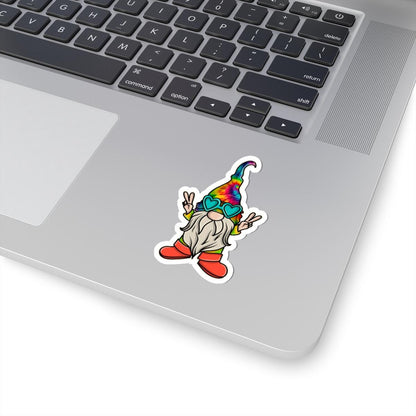 ColorFlow | Tie Dye Hippie Gnome Vinyl Sticker for Water Bottles Laptops Cars | Peace Love Retro Art Waterproof Decal