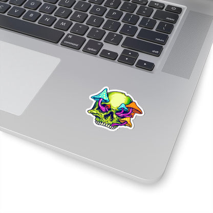 ColorFlow | Trippy Mushroom Skull Vinyl Sticker for Water Bottles Laptops Cars | Psychedelic Art Waterproof Decal