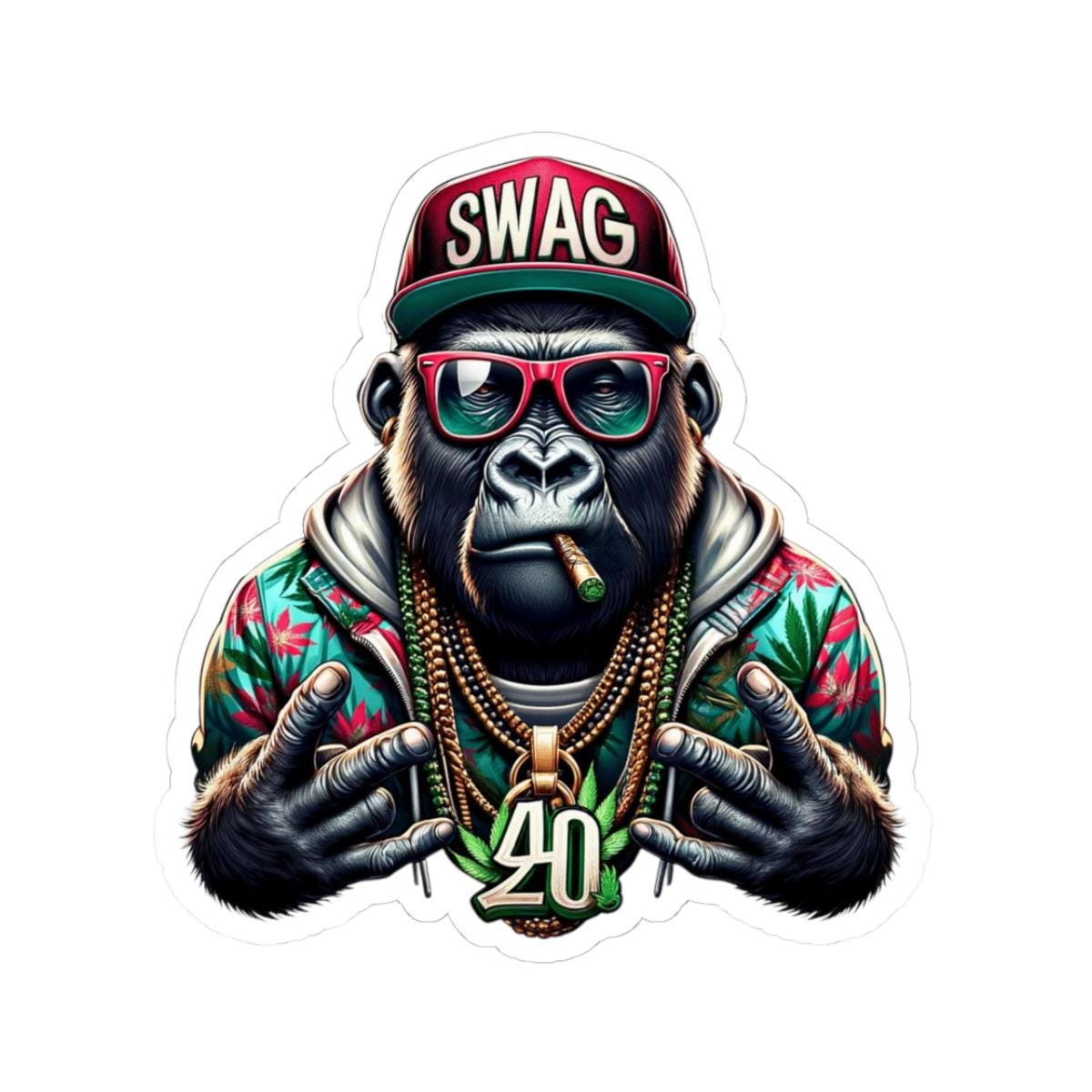 ColorFlow | Swag Gorilla 420 Vinyl Sticker for Water Bottles Laptops Cars | Hip Hop Stoner Art Waterproof Decal
