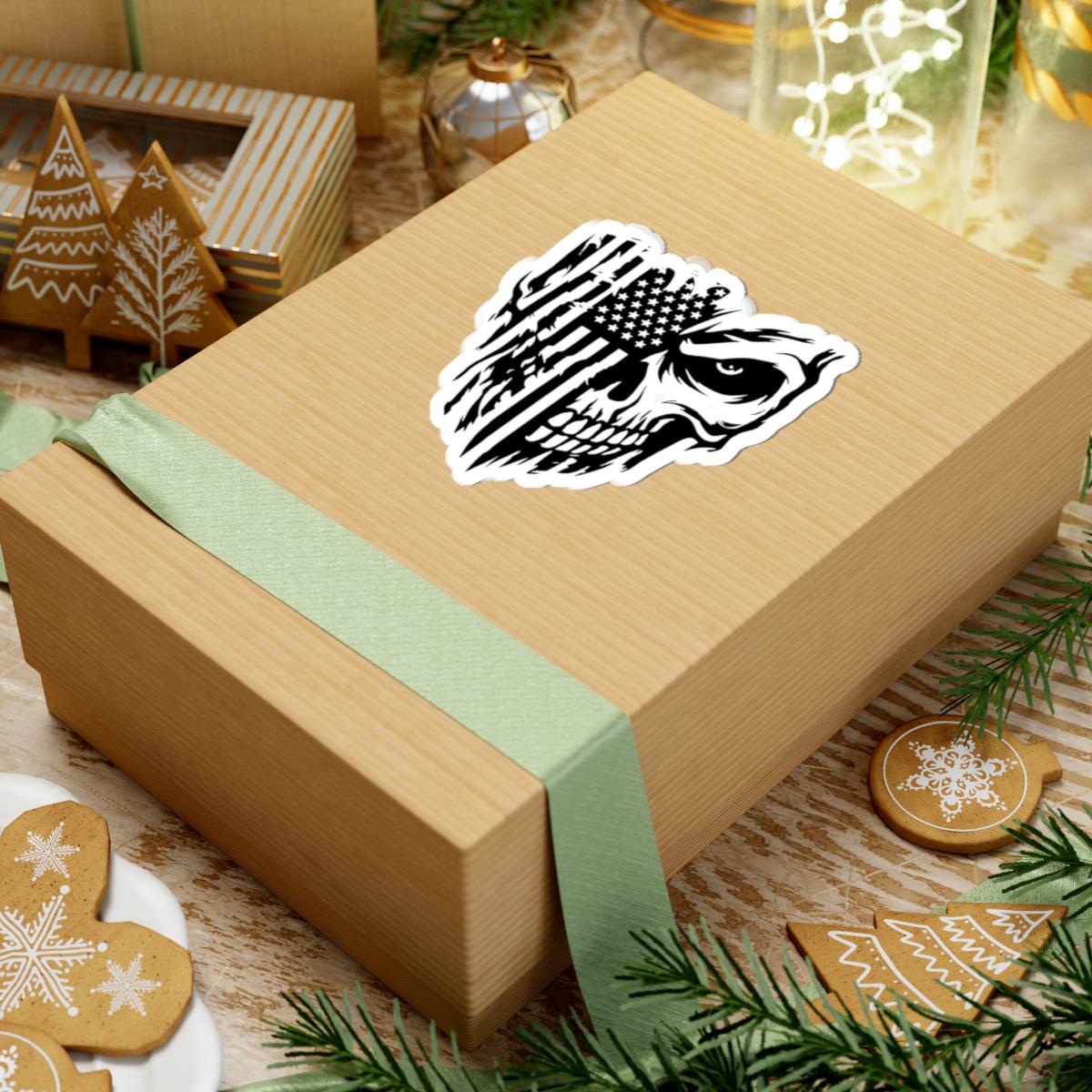 ColorFlow | American Flag Skull Vinyl Sticker for Water Bottles Laptops Cars | Patriotic Skull Art Waterproof Decal