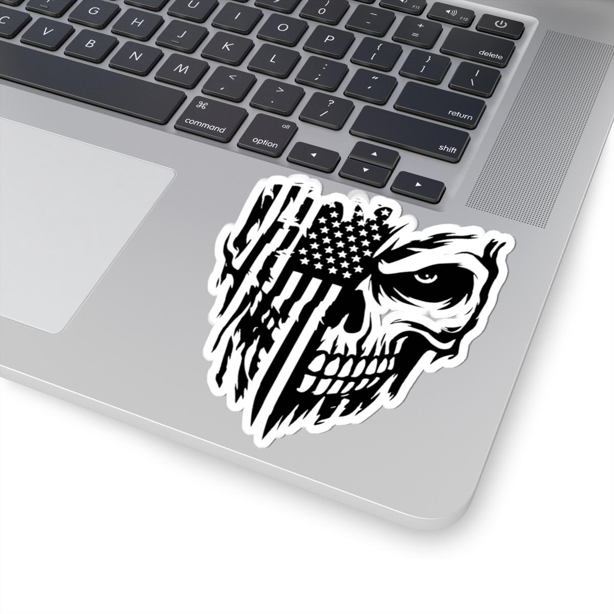 ColorFlow | American Flag Skull Vinyl Sticker for Water Bottles Laptops Cars | Patriotic Skull Art Waterproof Decal