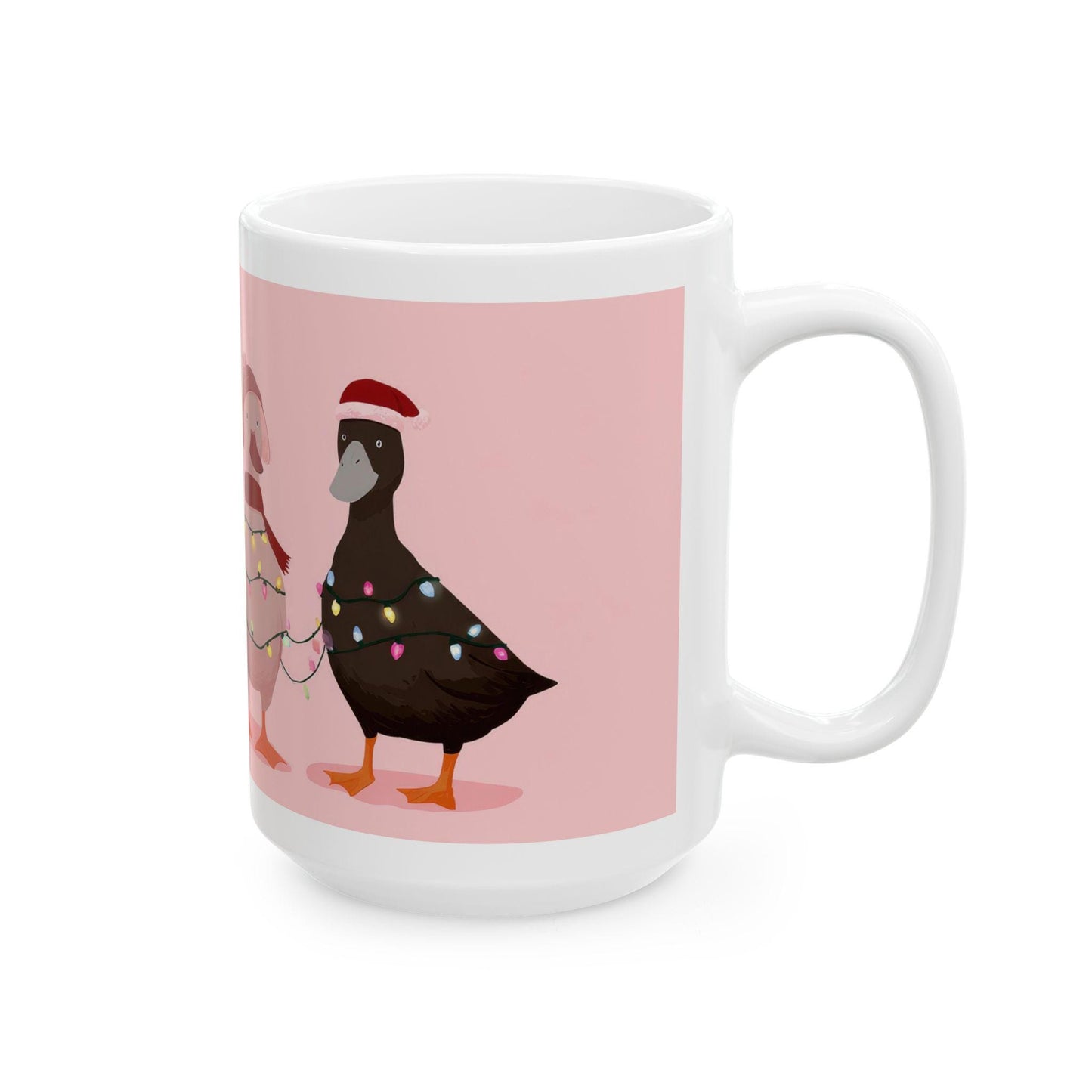 ColorFlow | Christmas Duck Mug | Funny Holiday 15oz Ceramic Coffee Cup | Cute Farm Animal Gift for Christmas Lovers