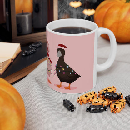 ColorFlow | Christmas Duck Mug | Funny Holiday 15oz Ceramic Coffee Cup | Cute Farm Animal Gift for Christmas Lovers