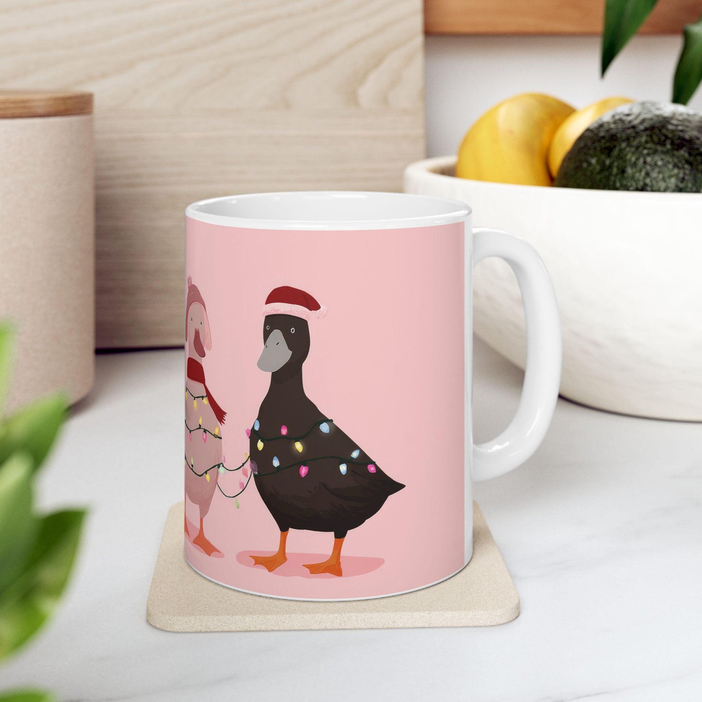 ColorFlow | Christmas Duck Mug | Funny Holiday 15oz Ceramic Coffee Cup | Cute Farm Animal Gift for Christmas Lovers