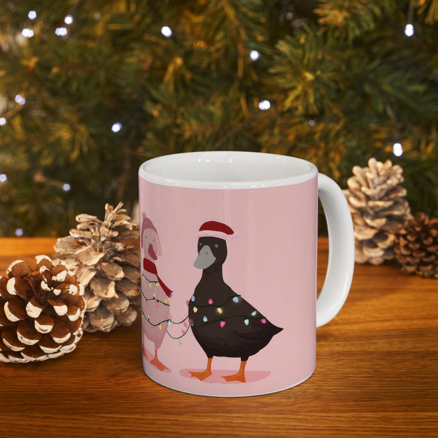 ColorFlow | Christmas Duck Mug | Funny Holiday 15oz Ceramic Coffee Cup | Cute Farm Animal Gift for Christmas Lovers