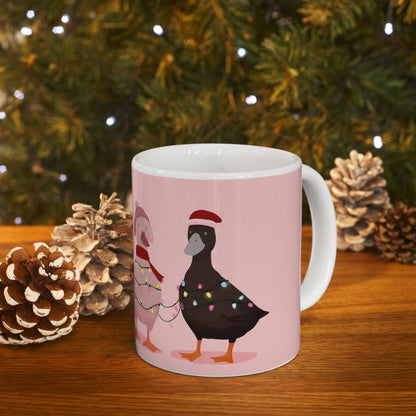 ColorFlow | Christmas Duck Mug | Funny Holiday 15oz Ceramic Coffee Cup | Cute Farm Animal Gift for Christmas Lovers