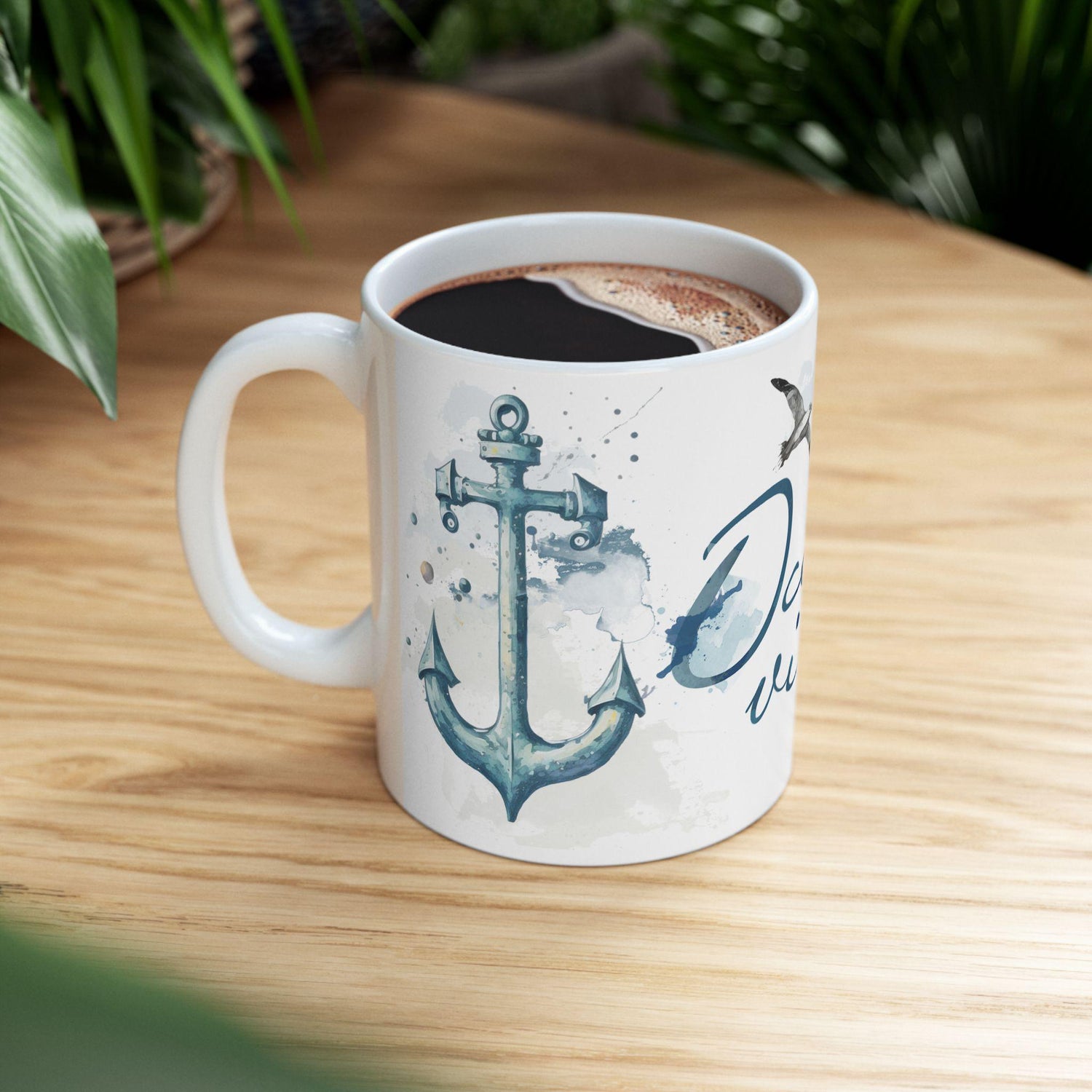 ColorFlow | Ocean Vibes Mug | Nautical Lighthouse 15oz Ceramic Coffee Cup | Beach Lover Gift with Coastal Art Design