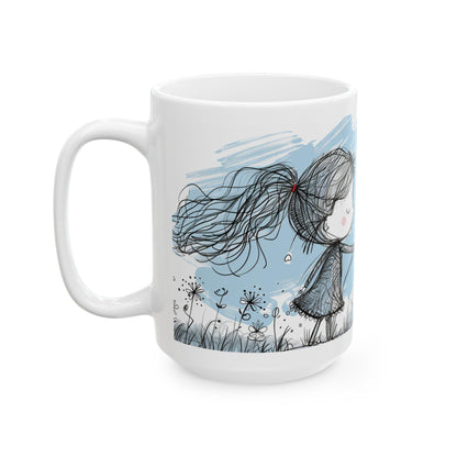 ColorFlow | Love Balloon Mug | Romantic 15oz Ceramic Coffee Cup | Cute Heart Art Gift for Everyday Love