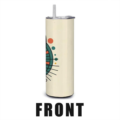 ColorFlow | Modern Orange Cat 20oz Stainless Steel Tumbler with Straw | Abstract Cat Art Mug | Cute Animal Reusable Cup