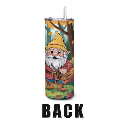 ColorFlow | Autumn Gnomes 20oz Stainless Steel Tumbler with Straw | Fall Forest Art Mug | Whimsical Reusable Cup