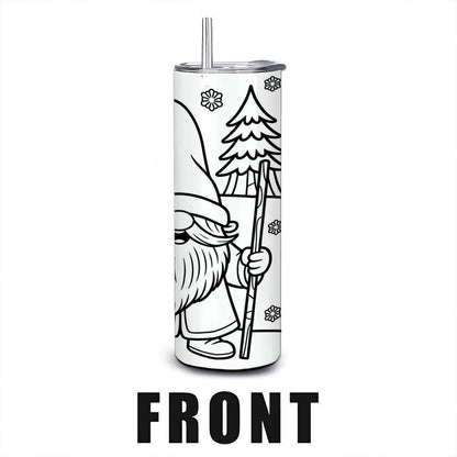 ColorFlow | Winter Gnome Magic Tumbler | 20oz Stainless Steel Coffee Cup with Straw | Insulated Travel Mug for Hot or Cold Drinks