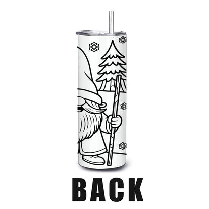 ColorFlow | Winter Gnome Magic Tumbler | 20oz Stainless Steel Coffee Cup with Straw | Insulated Travel Mug for Hot or Cold Drinks