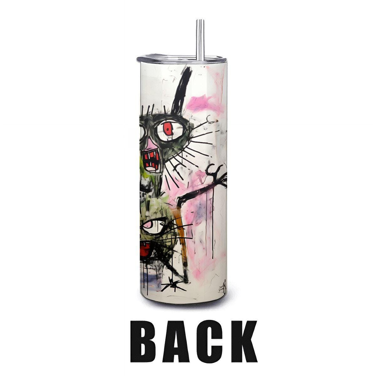 ColorFlow | Cat Chaos Tumbler | Wild Abstract Cat Art Cup | 20oz Stainless Steel Travel Mug with Straw | Gift for Cat Lovers