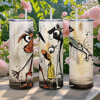 ColorFlow | Goofy Dog Trio Tumbler | Funny Dog Art Cup | 20oz Stainless Steel Travel Mug with Straw | Gift for Pet Lovers