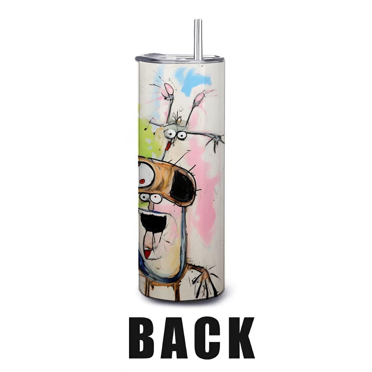 ColorFlow | Wild Dog Party Tumbler | Funny Dog Art Cup | 20oz Stainless Steel Travel Mug with Straw | Gift for Dog Lovers