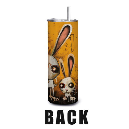 ColorFlow | Bunny Family Tumbler | Abstract Rabbit Art Cup | 20oz Stainless Steel Travel Mug with Straw | Gift for Animal Lovers