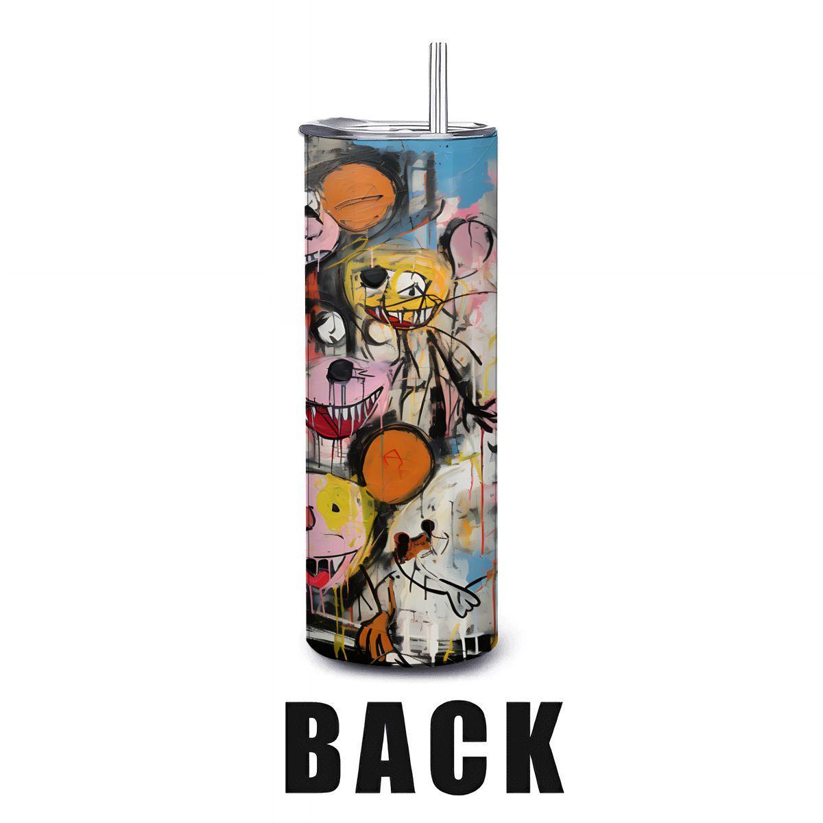 ColorFlow | Doodle Mouse Party Art Tumbler | 20oz Stainless Steel Travel Cup | Funny Cartoon Coffee Mug | Artistic Gift for Friends