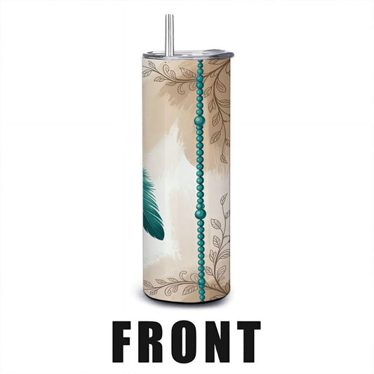 ColorFlow | Boho Dreamcatcher Tumbler | 20oz Stainless Steel Cup with Straw | Feather Art Mug | Spiritual Gift | Boho Chic