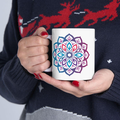 Mandala Ceramic Coffee Mug | Mystic Aura, Boho Art, 15oz
