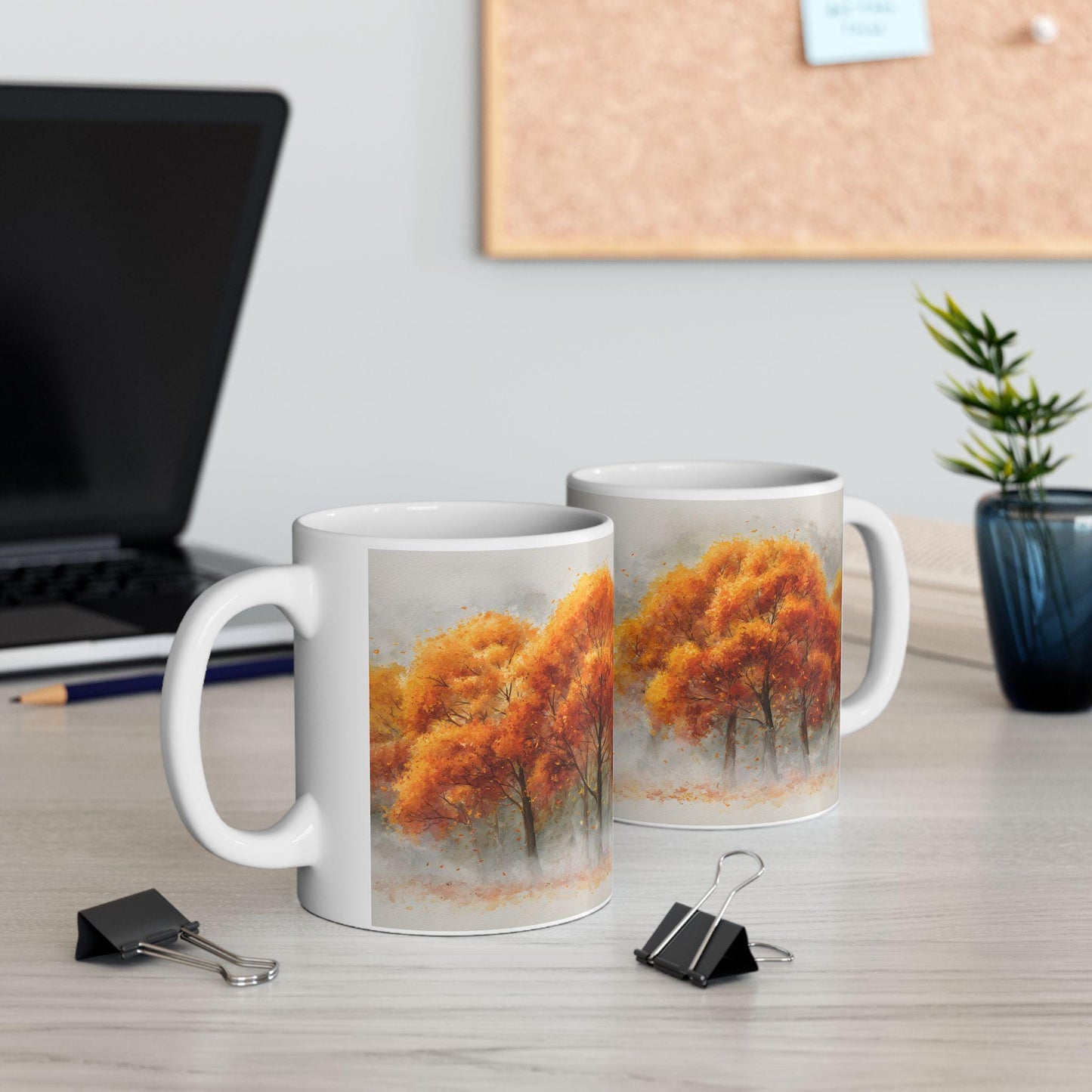 Autumn Grove Ceramic Coffee Mug | Golden Fall Art, 15 oz