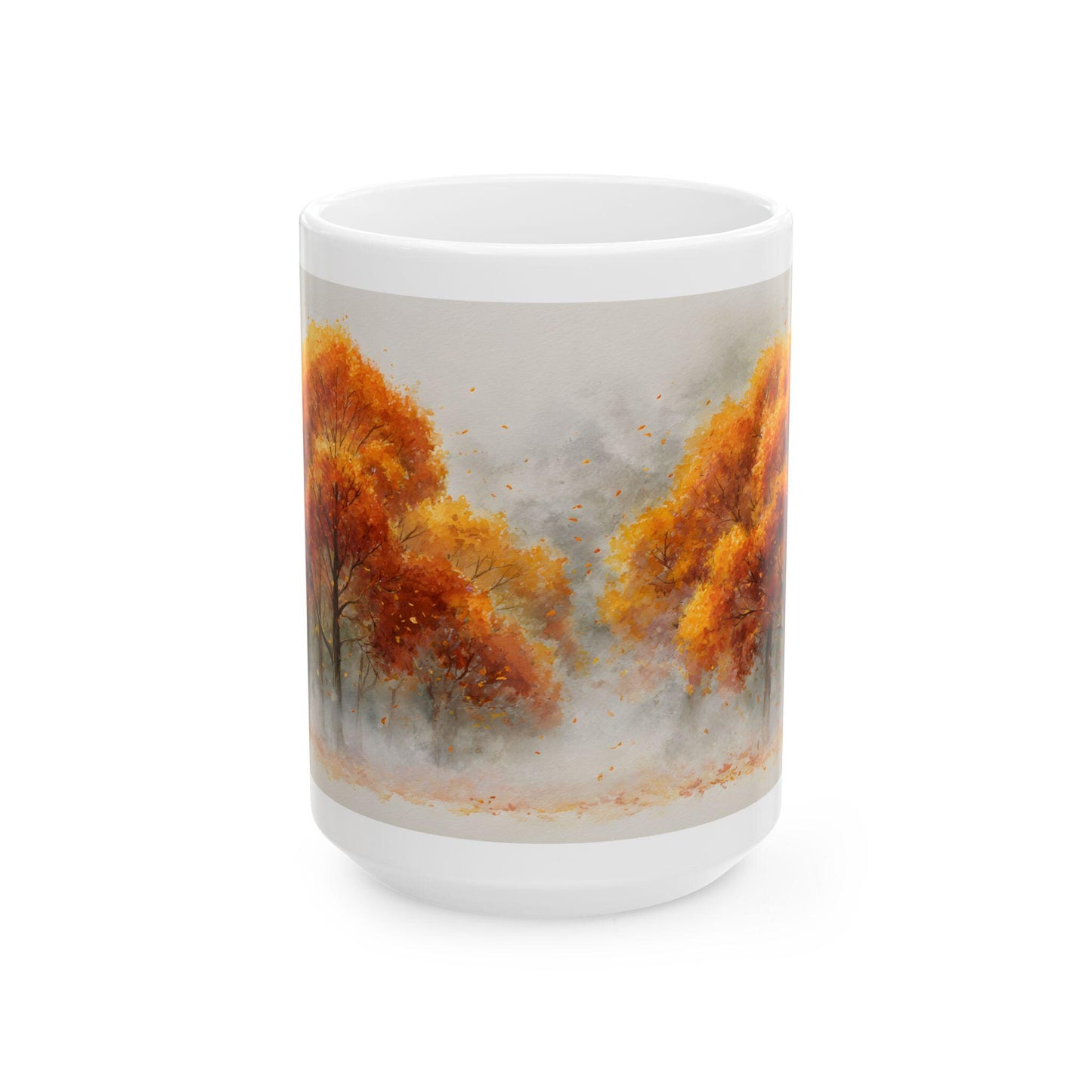 Autumn Grove Ceramic Coffee Mug | Golden Fall Art, 15 oz