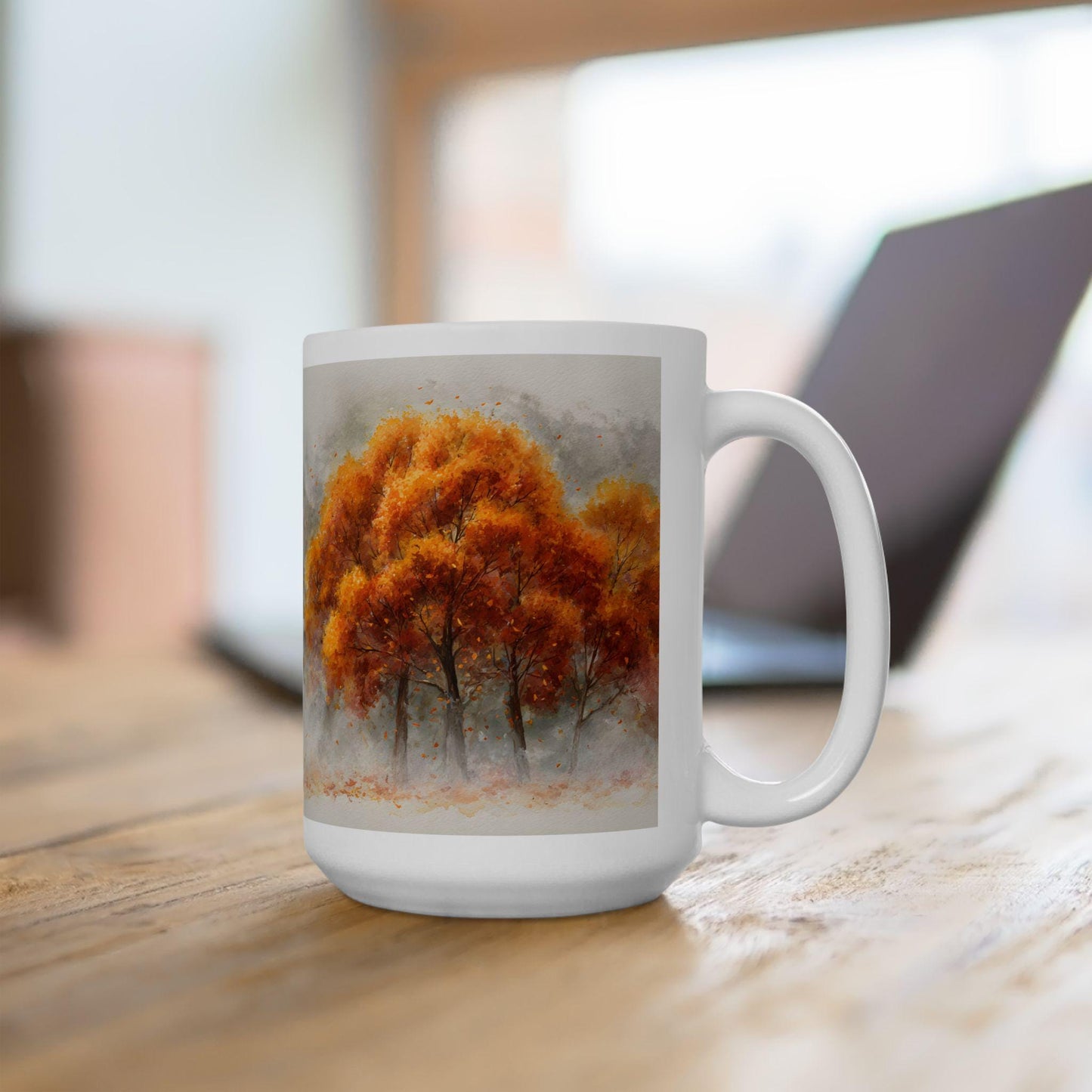 Autumn Grove Ceramic Coffee Mug | Golden Fall Art, 15 oz