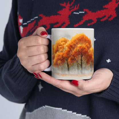 Autumn Grove Ceramic Coffee Mug | Golden Fall Art, 15 oz